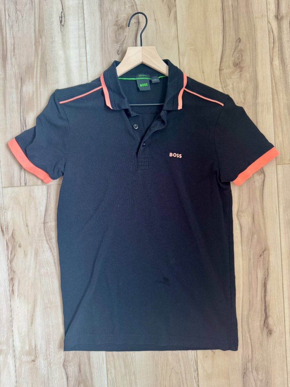 Boss T Shirt Polo Mens S Black Short Sleeve Classic Collar